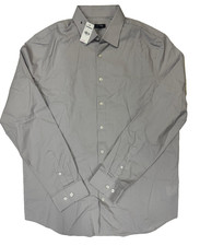 Express 1MX Extra Slim Fit Men's Gray Long Sleeve Button Down Dress Shirt L