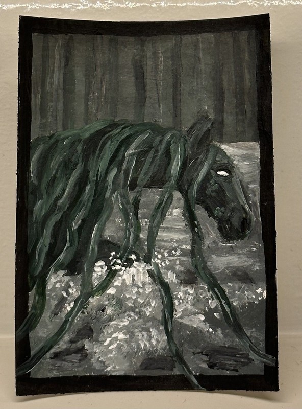 ACEO Original, Kelpie 2, Acrylic mini painting 2.5x3.5 by Alaina Hamilton