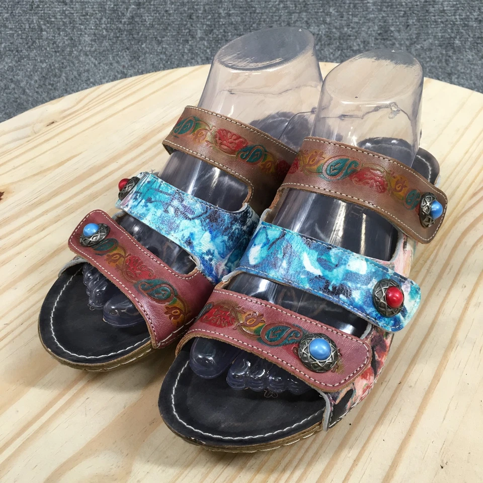 Spring Step L’Artiste Sandals Womens 38 Multicolor Castle Walk Slides Leather - Image 3 of 4