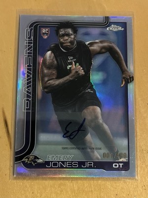 Topps 2025 Chrome Rookie Autographs Emery Jones Jr. RA-EJ Refractor /499 RC FOTP