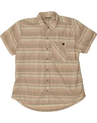 L.L.BEAN Damen Longline Kurzarm Shirt UK 14 Medium rosa gestreift IA07