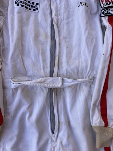 Vintage Racing Suit Size Medium White Fillers Race Worn Checkers Mike 80s - Picture 5 of 21