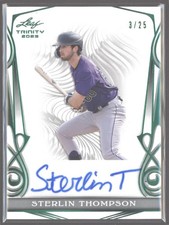 2023 Sterlin Thompson Leaf Trinity Green Auto RC 3/25 #BA-ST1 (H3297)