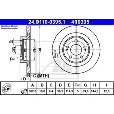 ATE 2x Bremsscheibe hinten Ø302 mm für Mitsubishi Eclipse Cross GK_ 1.5 T-MIVEC