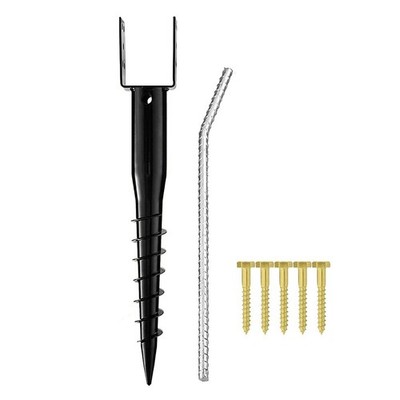 Premium No Dig Ground Anchor Black U-Model Screw in Post Stake 27'' Long Ancho...