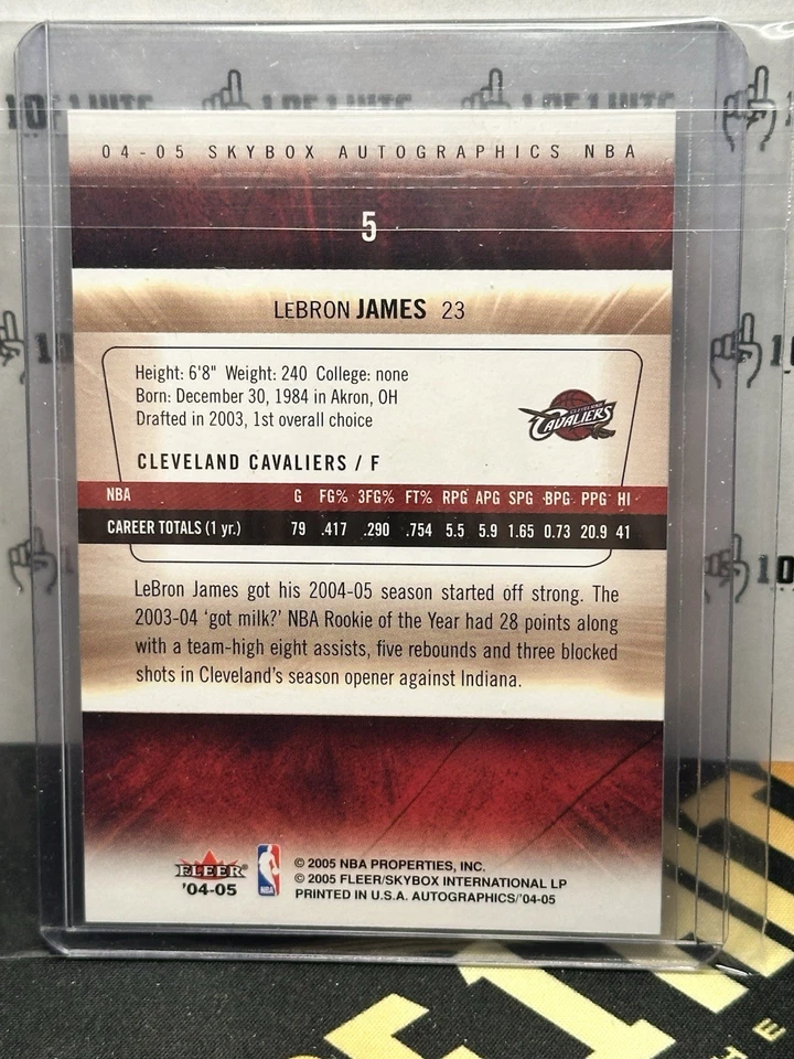 2004-05 SkyBox Autographics 5 LeBron James Silver Signature Mint Sealed Cavs - Image 2 of 2