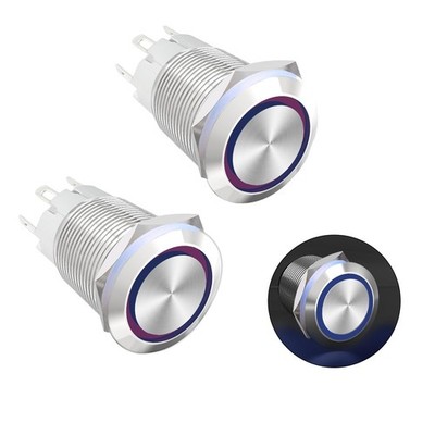 Ohamtes Momentary Push Button Switch 3V 6V Waterproof Stainless Steel 19mm