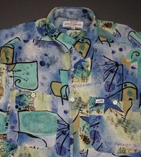 Vintage Guess Georges Marciano Shirt Mens Medium Abstract Pastel Button Up USA