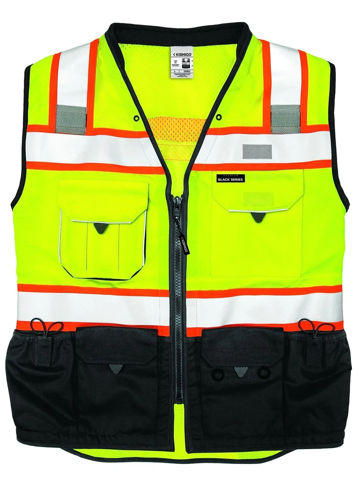 Colete de segurança premium cal Ansi classe 2 colete de trabalho reflexivo de alta visibilidade - Imagem 3 de 4