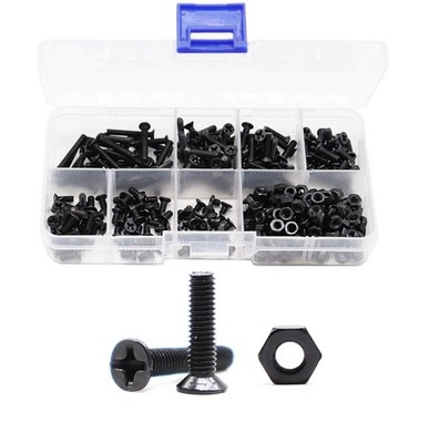 M3 Screws Kit, M3 Flat Head Machine Screws, 360Pcs (7 Sizes) M3-0.5Mm Black Coun