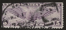 US Scott #C16, Single 1931 Air Mail 5c Used FVF