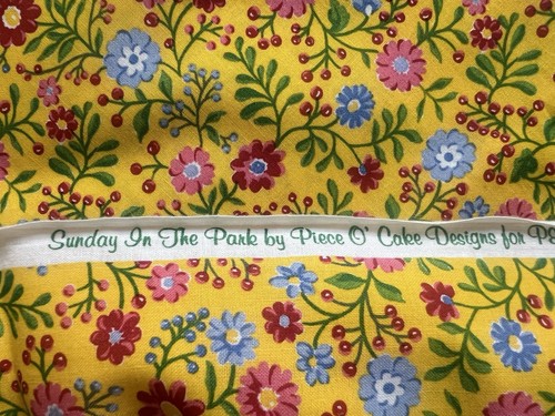 NEW Sunday In the Park Piece O Cake 100% Cotton Fabric Yellow Floral 3 Yd - Picture 4 of 4