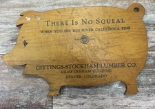 Early Primitive Advertising Cutting Board Paul Bunyon Lumber  Denver Colorado