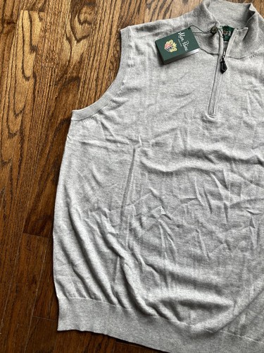 NWT Alan Paine Sweater Vest Mens Size XL Cransford 1/2 Zip Cotton Cashmere Silk - Picture 2 of 13