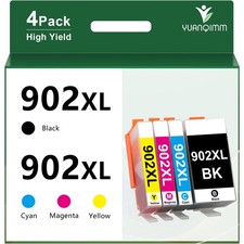 902XL Ink Cartridges Black Cyan Magenta Yellow 4Pack For HP