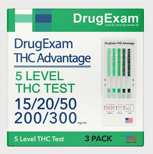 3 Pack - THC Advantage Made in USA Multi Level Marijuana Urine Test Kit. High...