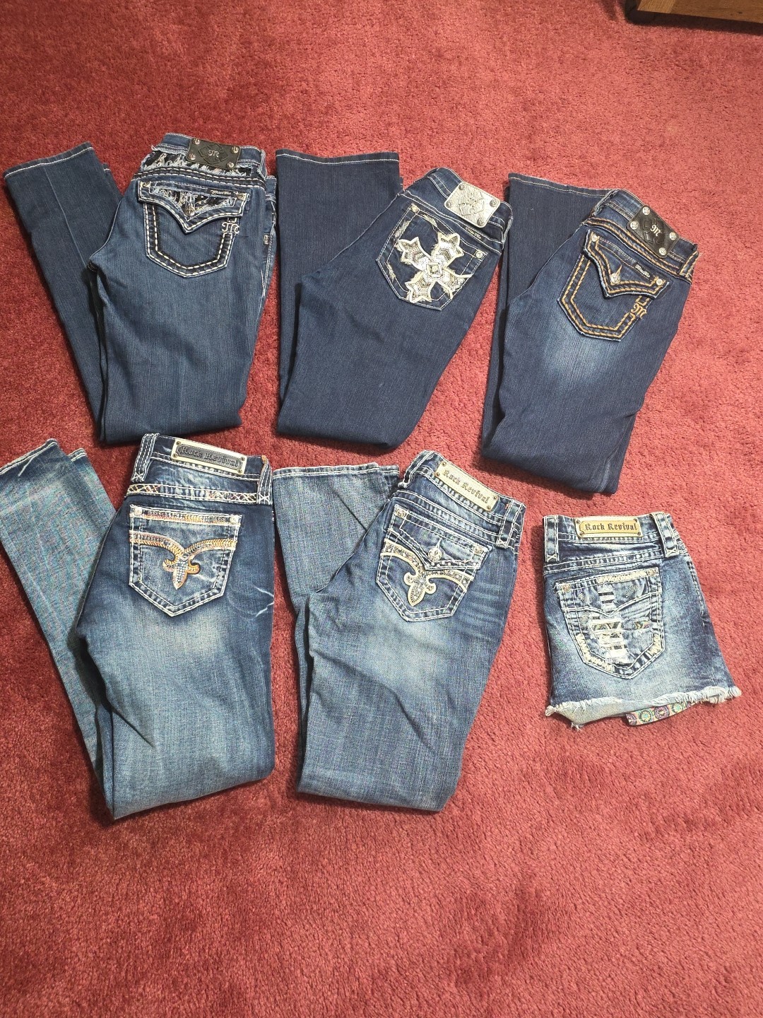 Lot of 6 Pr Women Jeans /shorts  Sz 28 / 29 (3) MISS ME & (3) ROCK REVIVAL VGC