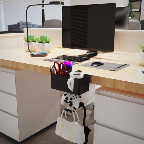 Metal Desk Side Box 360° degree Rotating Earphone Stand Office - Photo 4/16