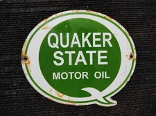 Porcelain Quaker State Motor Oil Enamel Metal Sign Plate Size 6" x 4" Inches