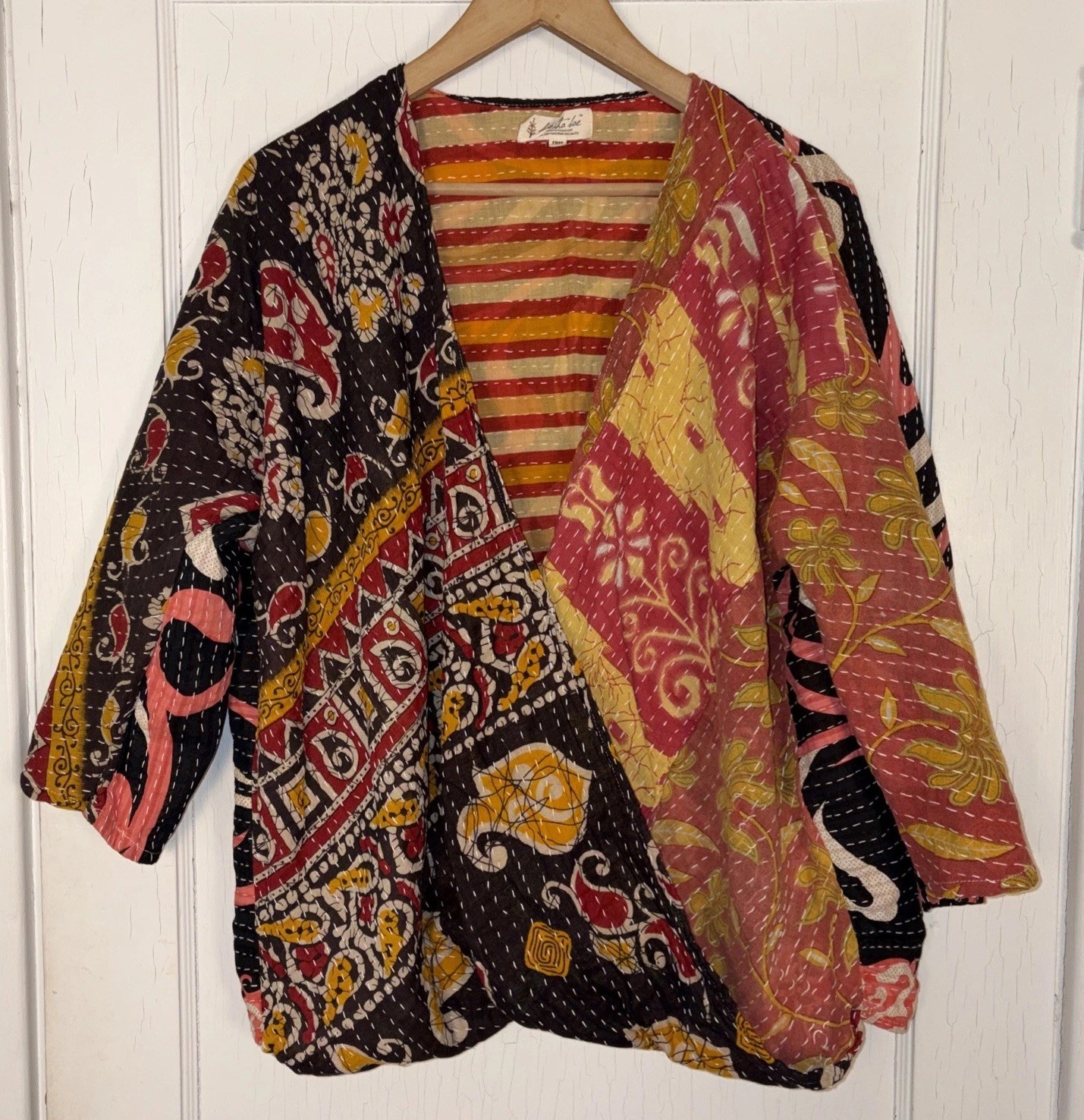 Kantha Bae Reversible Patchwork Quilted Kimono Wr… - image 1