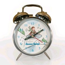 Curious George Twin Bell Alarm Clock Chrome With Winter Theme
