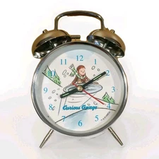 Curious George Chrome Twin Bell Alarm Clock Winter Theme