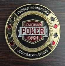 Hollywood Poker Open Metal Card Protector Token 39mm With Case
