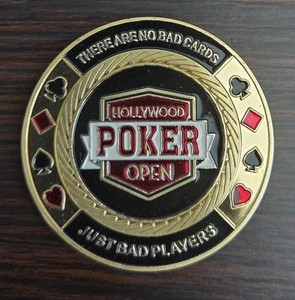 Hollywood Poker Open Metal Card Protector Token 39mm With Case