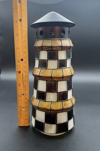 Lighthouse Shaped Glass Lamp Shade Replacement Stained Glass Style 9.75” - Picture 5 of 10