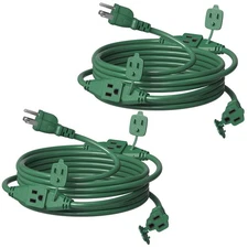 2 Pack 25 FT Outdoor Extension Cord with Multiple Outlets, 3 Outlet Multi Plu...