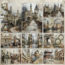 8pcs Vintage Style Scrapbook Paper- Crafts, Junk Journal, DIY Card Making