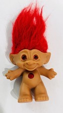 Vintage Ace Novelty Treasure Troll 1990s Toy w/ Red Hair Belly Gem Cute BIN 54