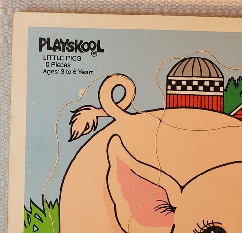 Vintage 1989 Playskool Little Pigs Wooden Board Puzzle 10 Piece 3-6 Yrs P 185-02 - Picture 4 of 5