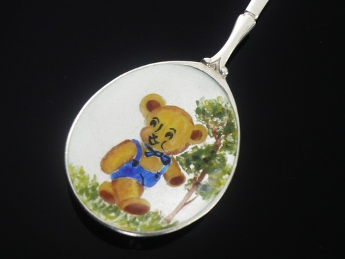 Sterling Silver Enamel Teddy Bear Spoon, W W Godwin & Son Ltd, Birmingham 1970 - Picture 3 of 12