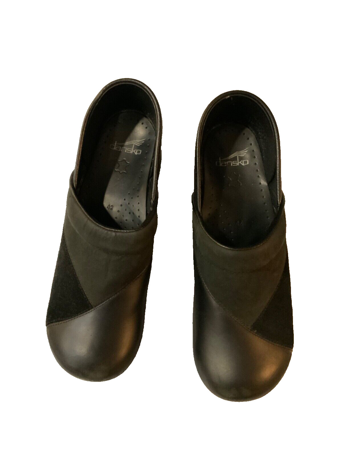Dansko Clogs Black Suede Leather Patchwork Slip O… - image 1