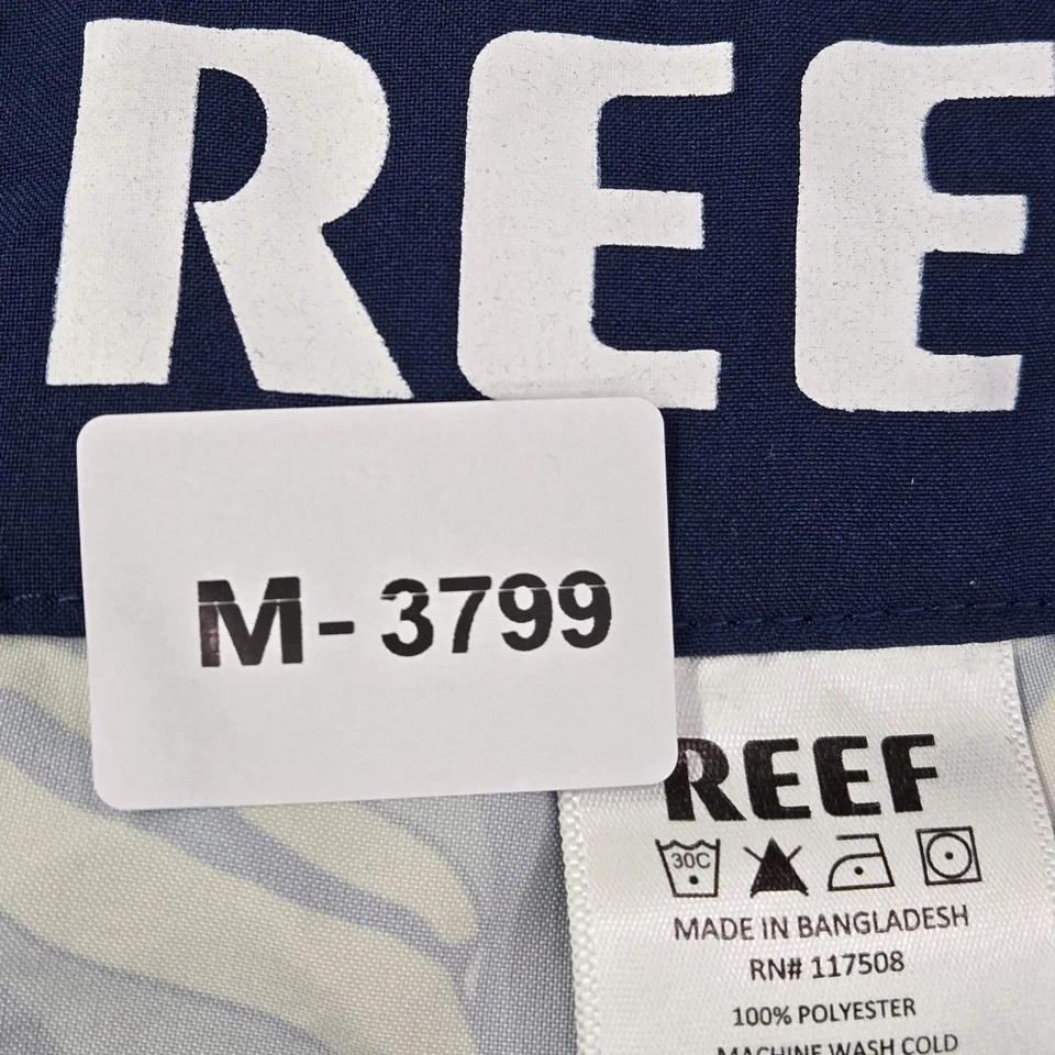 Reef Men Swimwear 34 Blue Board Shorts Floral Swim Trunks Drawstring Logo 9" - Image 2 of 4