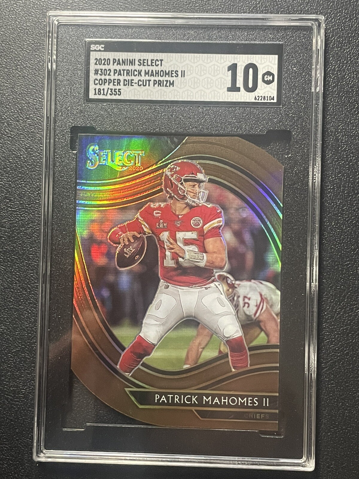 PATRICK MAHOMES 2020 PANINI SELECT FIELD LEVEL #302 COPPER DIE-CUT /355 SGC 10