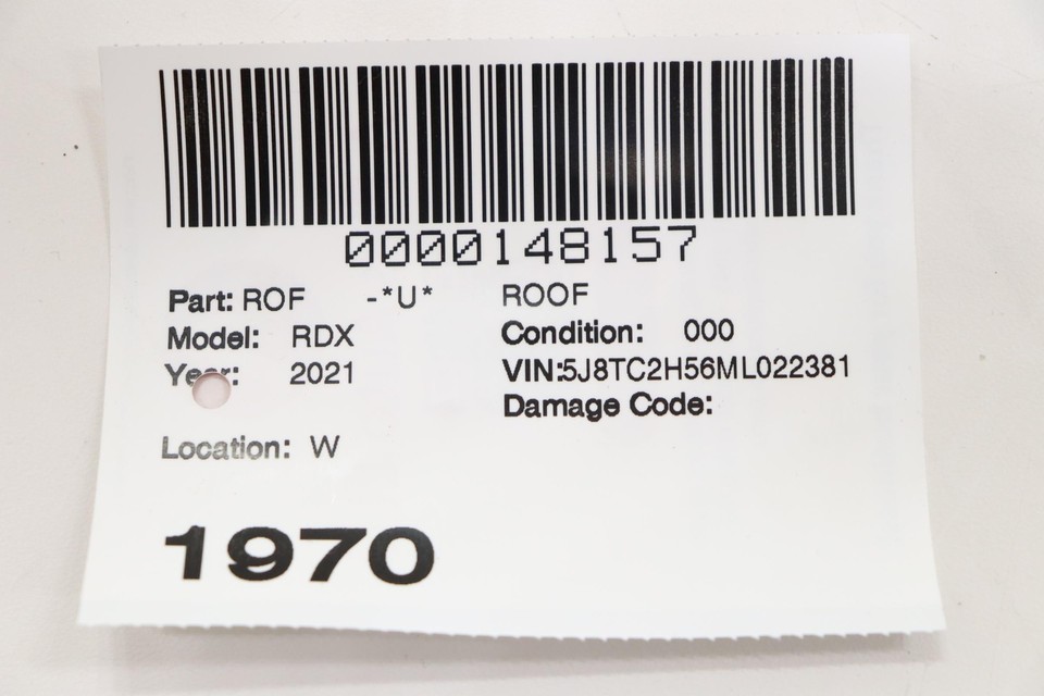 2019 2024 ACURA RDX SUNROOF SUN ROOF MOON ROOF MOONROOF WINDOW GLASS