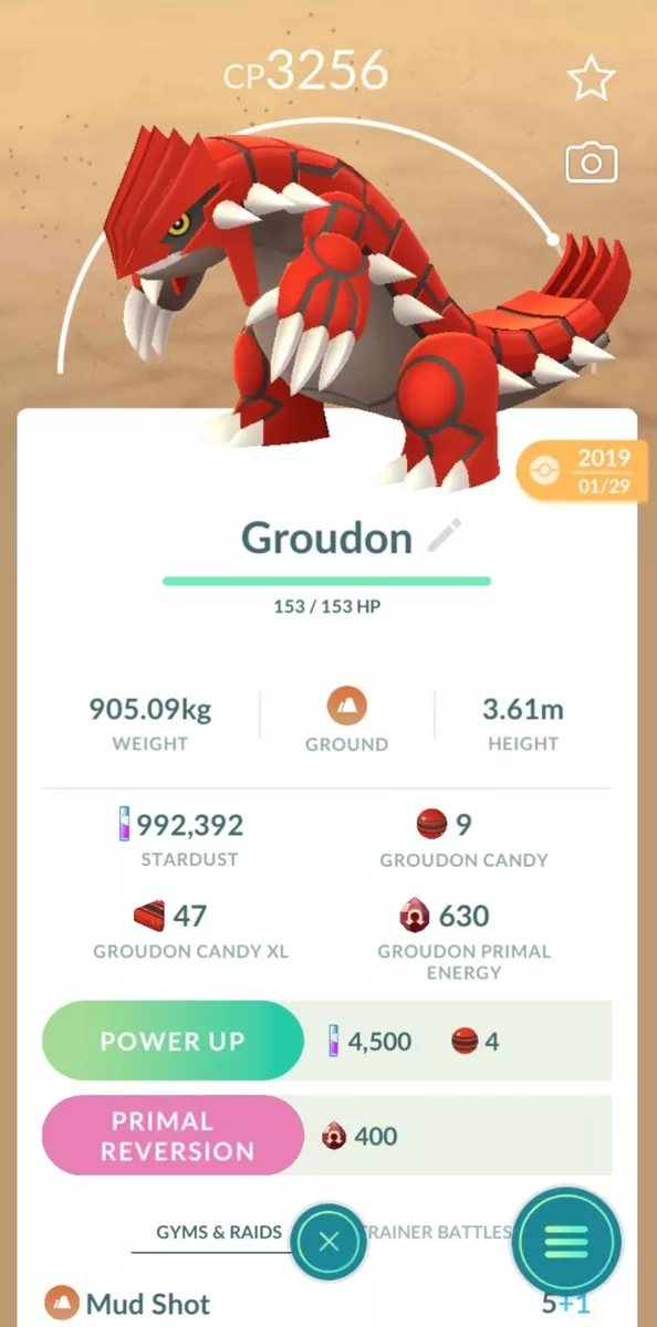 Pokémon Go High CP Groudon 3200+ For Pokedex Entry Or PvP Master League