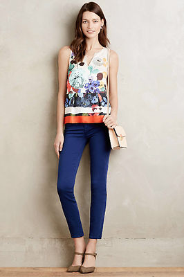 New $178 J BRAND 8312 BRIGHT NAVY SATEEN CROP RAIL SLIM STRAIGHT