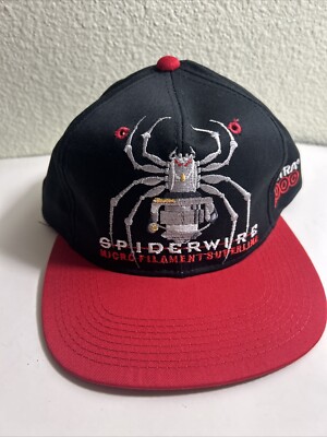 Vintage Spiderwire Fishing Line Snapback Black Hat, ''Now Nothing Gets Away''