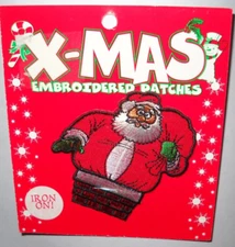 Vintage NOS X-MAS Embroidered Iron-on Patches By Kalan SANTA CLAUS 1998