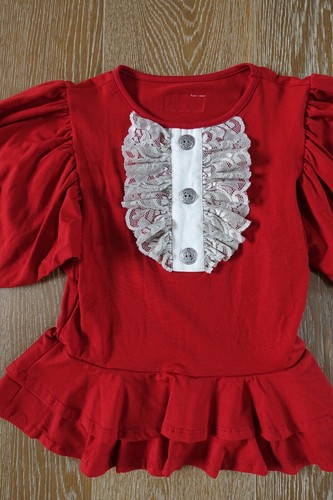 Persnickety Girls Red Lace Holiday Top Size 6 NWT Made in USA! - Picture 2 of 7