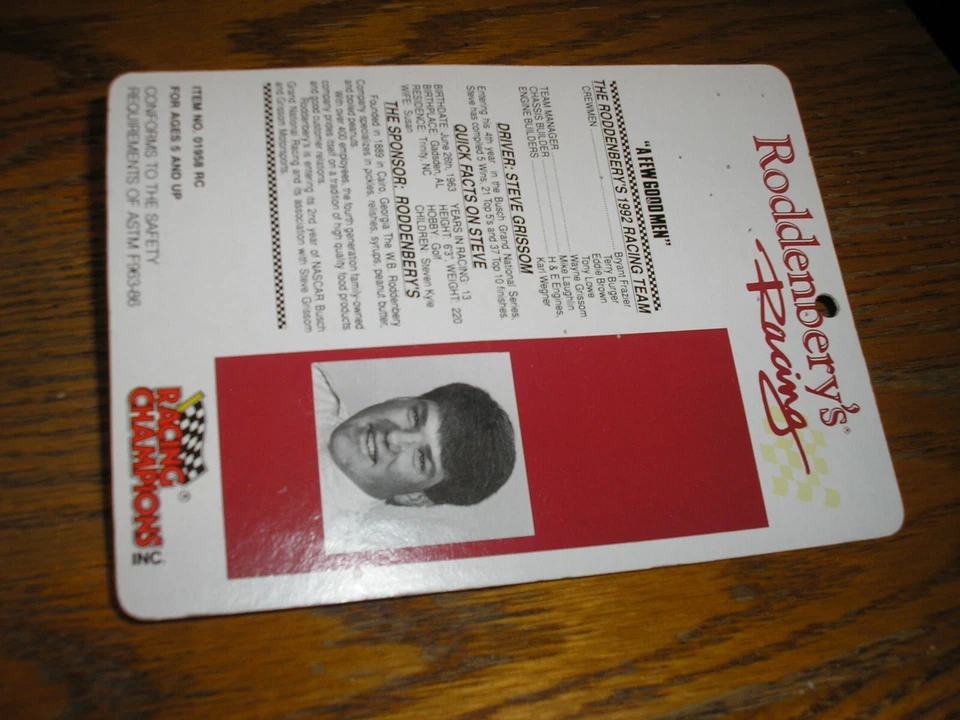 FIRMADO Racing Champions NASCAR Steve Grissom #31 Roddenbery's Racing Stock Car Foto 3 de 3