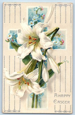 Salem Oregon OR Postcard Easter Holy Cross Lily Flowers Embossed Posted Antique