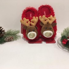 Ugly Christmas Slippers Reindeer With Grippers Warm Comfy Fun Unisex Size S 5/6