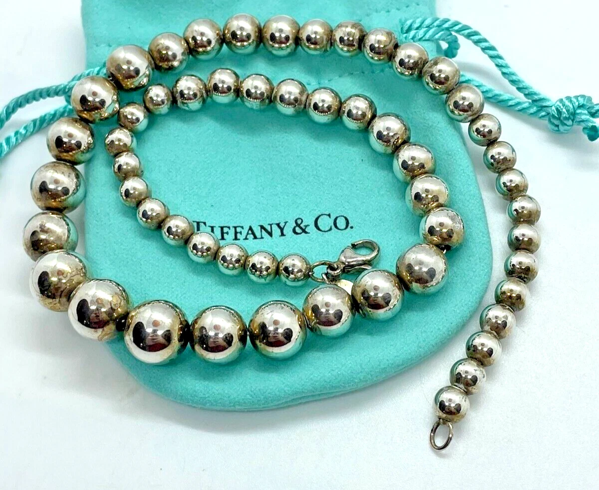 Tiffany & Co HardWear Sterling Silver 6 11mm Graduated Ball Bead Necklace 16"