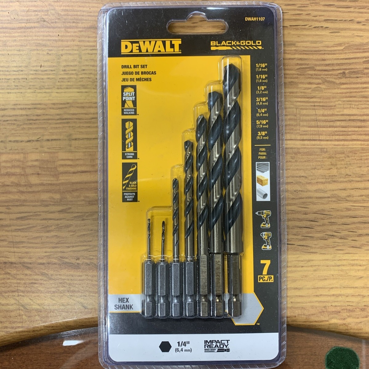 Dewalt Black Gold Impact Ready Metal Drill Bit Set 7Pc