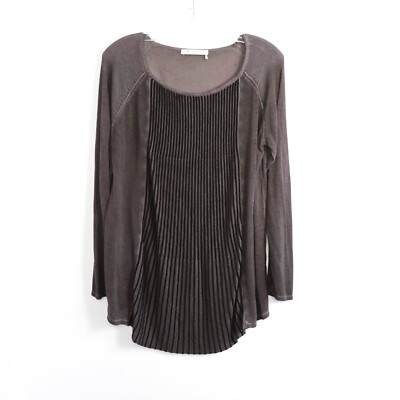 132$ Monari luxury knit wear high quality pleated brown wash stretch L linen XL