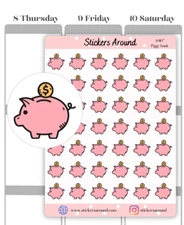 Piggy Bank Planner Sticker, Savings Sticker, Budget Sticker, Mini Icon Sticker